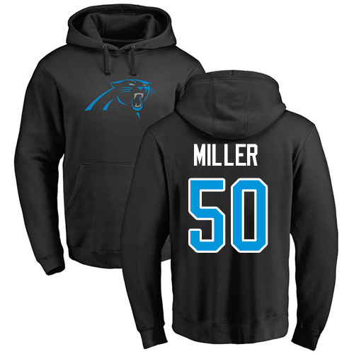 Carolina Panthers Men Black Christian Miller Name and Number Logo NFL Football 50 Pullover Hoodie Sweatshirts